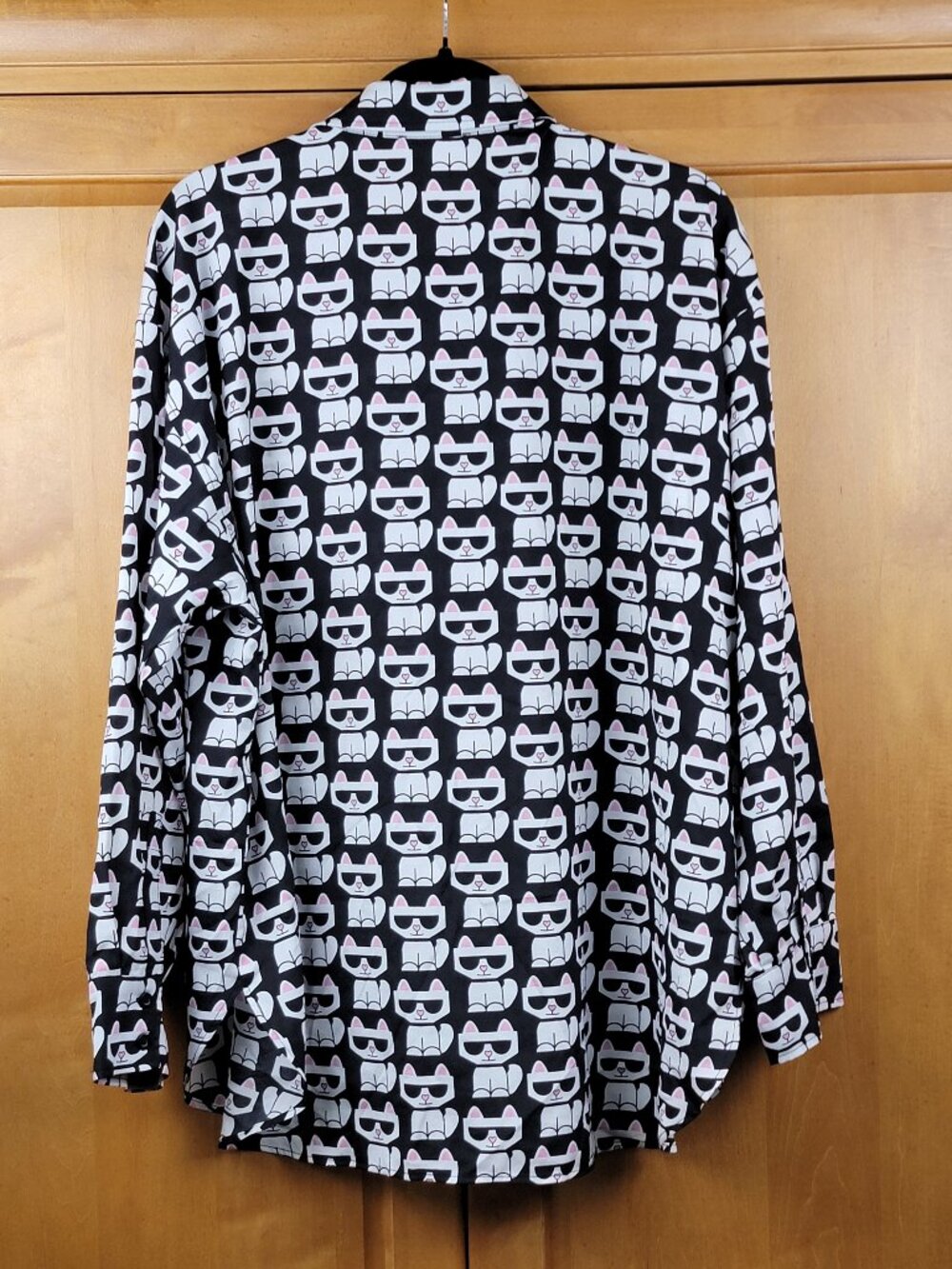 Karl Lagerfeld Paris Choupette Cat Print Button Down Blouse Shirt - XL - Picture 5 of 11